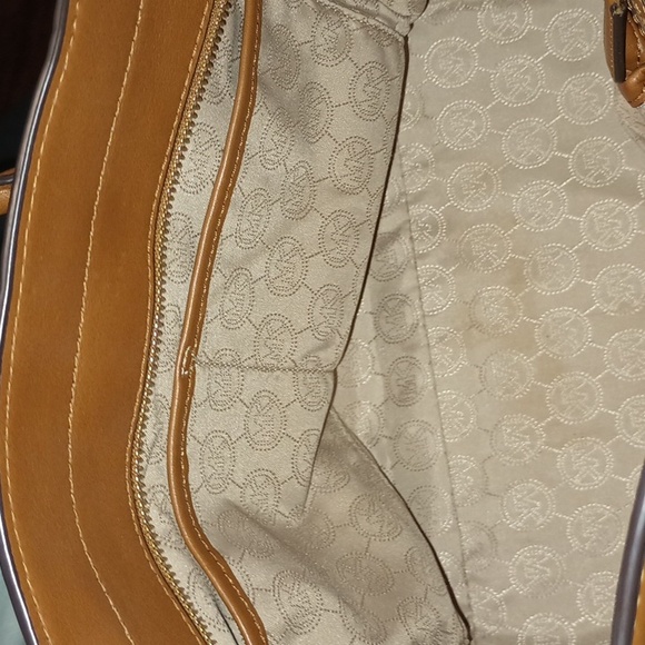 Michael Kors Hamilton Leather Satchel Handbag Caramel Brown Color - Picture 8 of 16